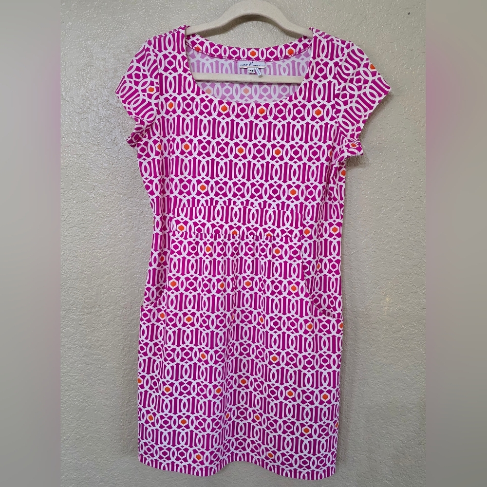 Jude Connally Pink and White Geometric Dress